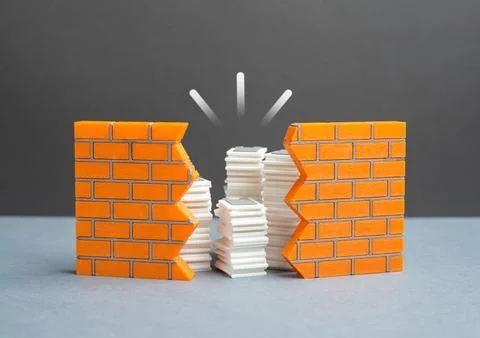 Stacks of papers and documents in a gap in the wall. Excessive bureaucracy .. 스톡 사진