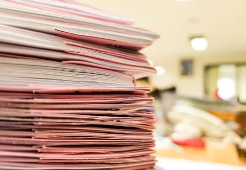 Stacks of Pink and White document,office concept,design for advertising Foto stock
