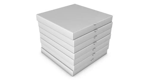 Stacks of pizza boxes. Template for advertising. 3d render Stockillustratie