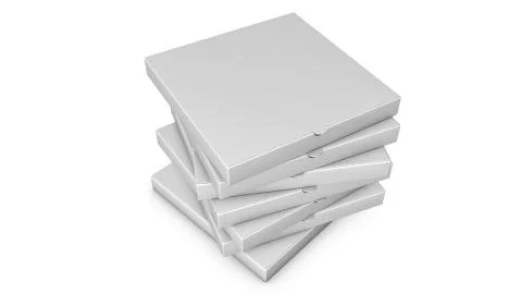 Stacks of pizza boxes. Template for advertising. 3d render Stock Illustration