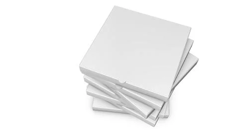 Stacks of pizza boxes. Template for advertising. 3d render イラスト素材