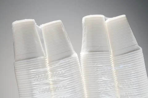 Stacks of plastic cups Stock Photos