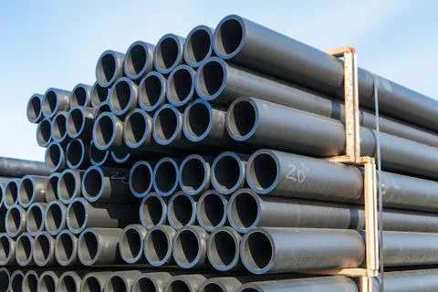 Stacks of plastic pipe Stock Photos