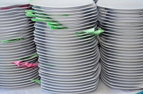 Stacks of plates Fotos de archivo