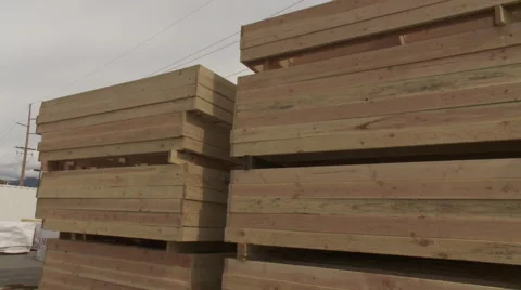Stacks of pre-nailed framing on a construction site Stock Footage 47377215