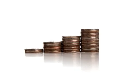 Stacks of Russian rubles on a white Foto stock