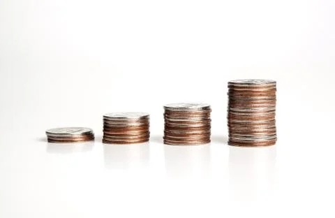 Stacks of Russian rubles on a white Stock Photos