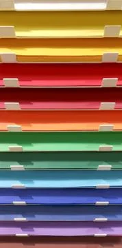 Stacks of sheets of multi-colored drawing paper,cardboard for creative work Foto stock