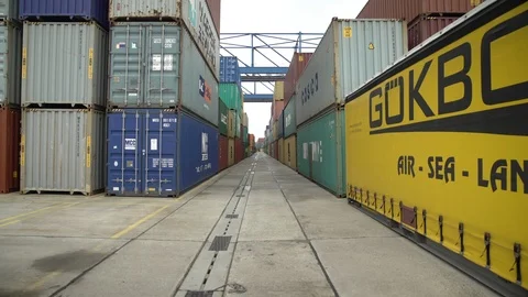 Stacks of Shipping Containers at Dock in 4K Stock Footage 126988762