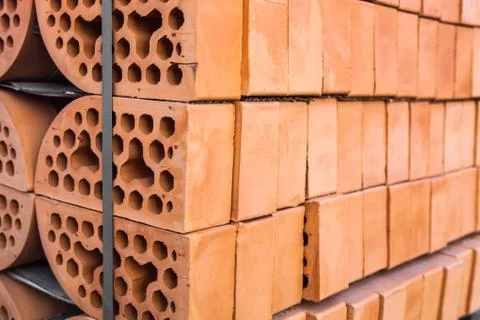 Stacks of silicate bricks Stockfoto's