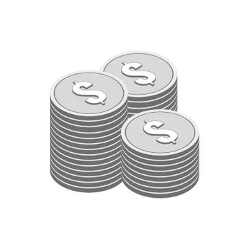 Stacks of Silver Coins symbol. Flat Isometric Icon or Logo. 3D Style Pictogra イラスト素材
