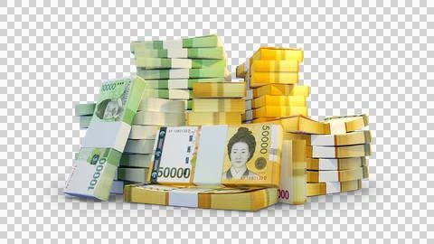 Stacks of South Korean won notes Stock Illustration