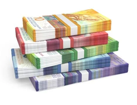 Stacks of Swiss Franc banknotes Stock Illustration