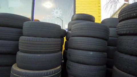 Stacks of tires Stock Footage 196258622