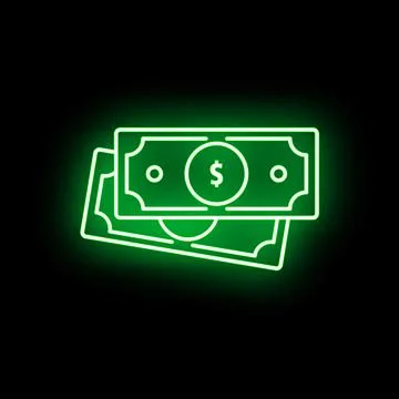Stacks of us dollar bills glowing neon green Stock Illustration