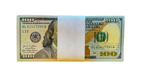 Stacks of US dollar bills isolated on on a white background Stock Photos