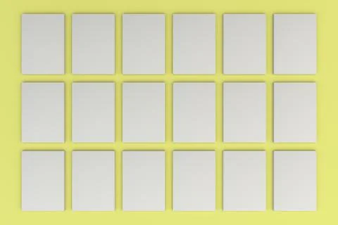 Stacks of white flyers on yellow background Stock Illustration