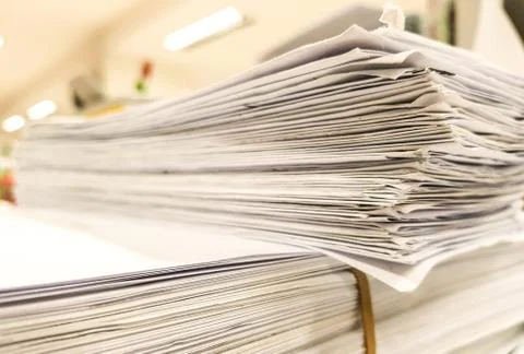 Stacks of White paper document on office background,design for Illustration a Foto stock