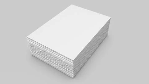 Stacks of white sheets of paper on a gray. 3d rendering Stock Illustration