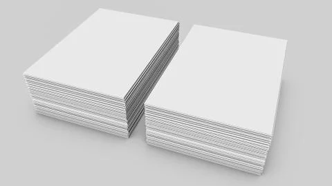 Stacks of white sheets of paper on a gray. 3d rendering Stock Illustration