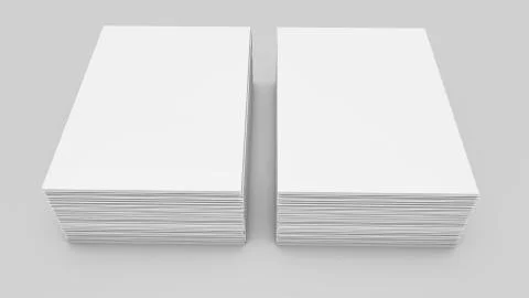 Stacks of white sheets of paper on a gray. 3d rendering Stock Illustration