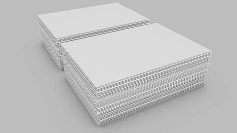 Stacks of white sheets of paper on a gray. 3d rendering Stock Illustration