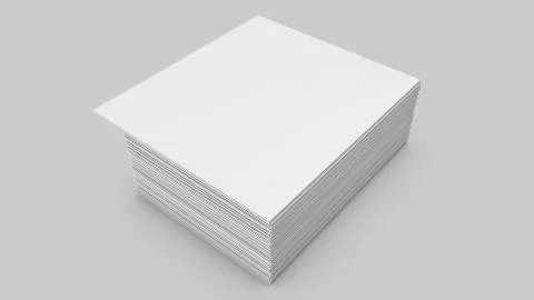 Stacks of white sheets of paper on a gray background. 3d rendering Stock Illustration