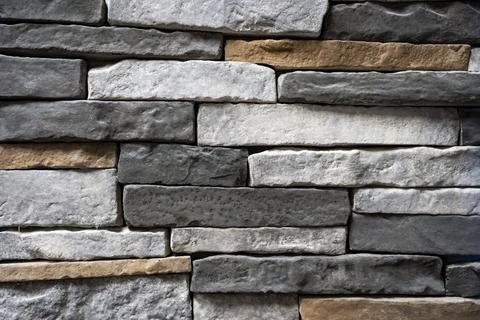 Stackstone Brunswick Stone Veneer Wall Texture - Multitone Stacked Stone Ba.. Stock Photos