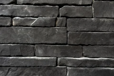 Stackstone Midnight Darkness Stone Veneer Wall Texture - Black Stacked Ston.. Stock Photos