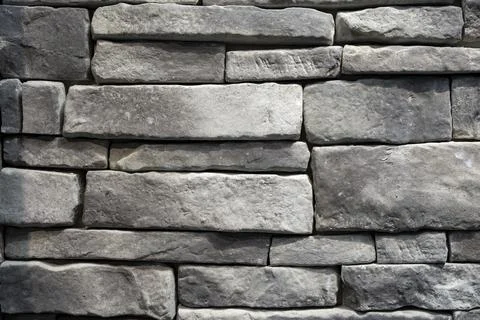 Stackstone Moon Light Grey Stone Veneer Wall Texture - Gray Stacked Stone B.. Stock Photos