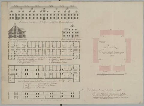 Stade, barracks. Design, map, basic and retracts, cross section Copyright:... Stock Photos