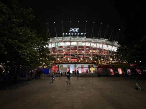  Stadion bei Nacht - Warschau 16.06.2023: Polen vs. Deutschland, PGE Narod... Stock Photos