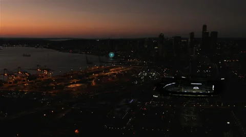 Stadium Aerial at Sunset Stock Footage 57406453