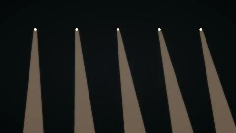Stadium arena floodlight array scanning across dark atmospheric haze with v.. Vídeo Stock 346188015