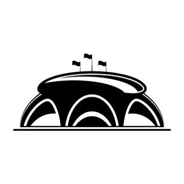 Stadium black symbol witth flags Stock Illustration