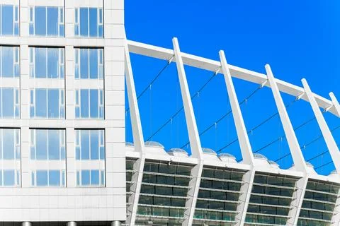 Stadium building geometry pattern white frame building construction external  Foto stock