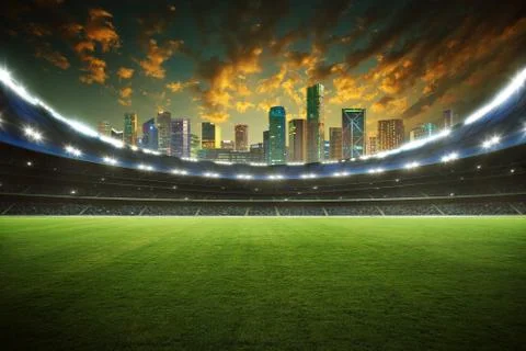 Stadium with crowd of audience Ilustración de archivo