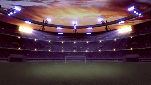 Stadium with Crowd during sunset Stock Footage 234303688