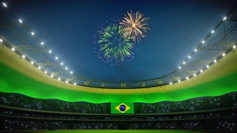 Stadium with fire for the big games. 3d rendering Stock Illustration