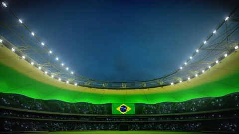 Stadium with fire for the big games. 3d rendering Illustrazione stock