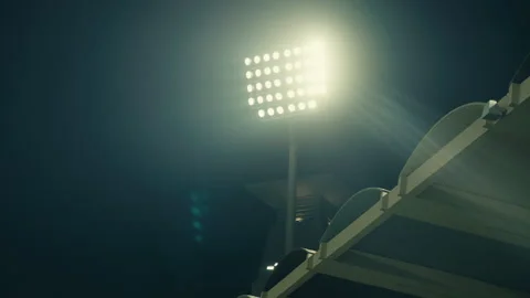 Stadium Floodlights Against Clear Sky Stock Footage 329051669