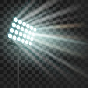 Stadium glowing light. Stadium projector lights to illumnate evening or night Stock Illustration