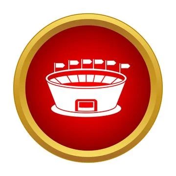 Stadium icon with flags inside red circle 스톡 일러스트