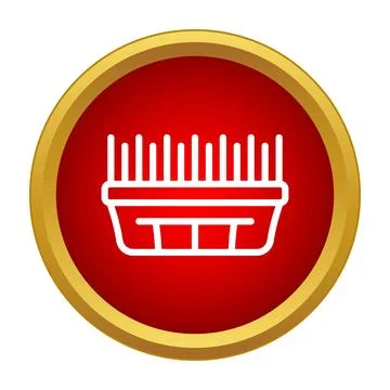 Stadium icon in round red button Stock Illustration