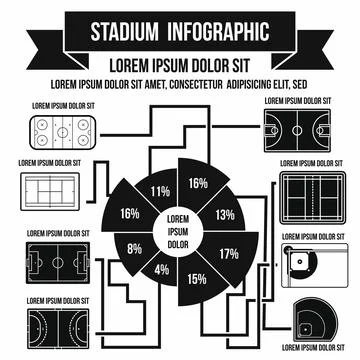 Stadium infographic elements, simple style Stock Illustration