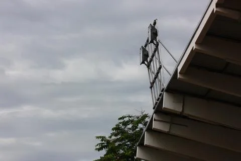 Stadium light on cloudy sky Stock Photos