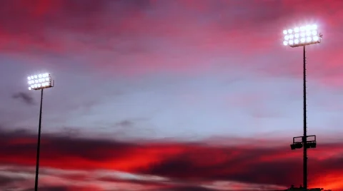 Stadium Lights Against Burning Sky Vidéo 51674040