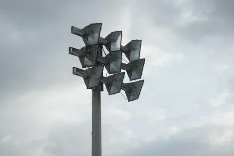 Stadium lights on a cloudy day Stock Photos