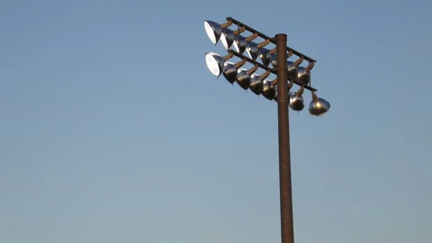 Stadium Lights at Dawn Stock Footage 132935992