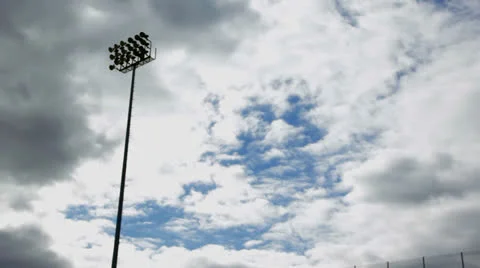 Stadium Lights Day Pan Stock Footage 22852981